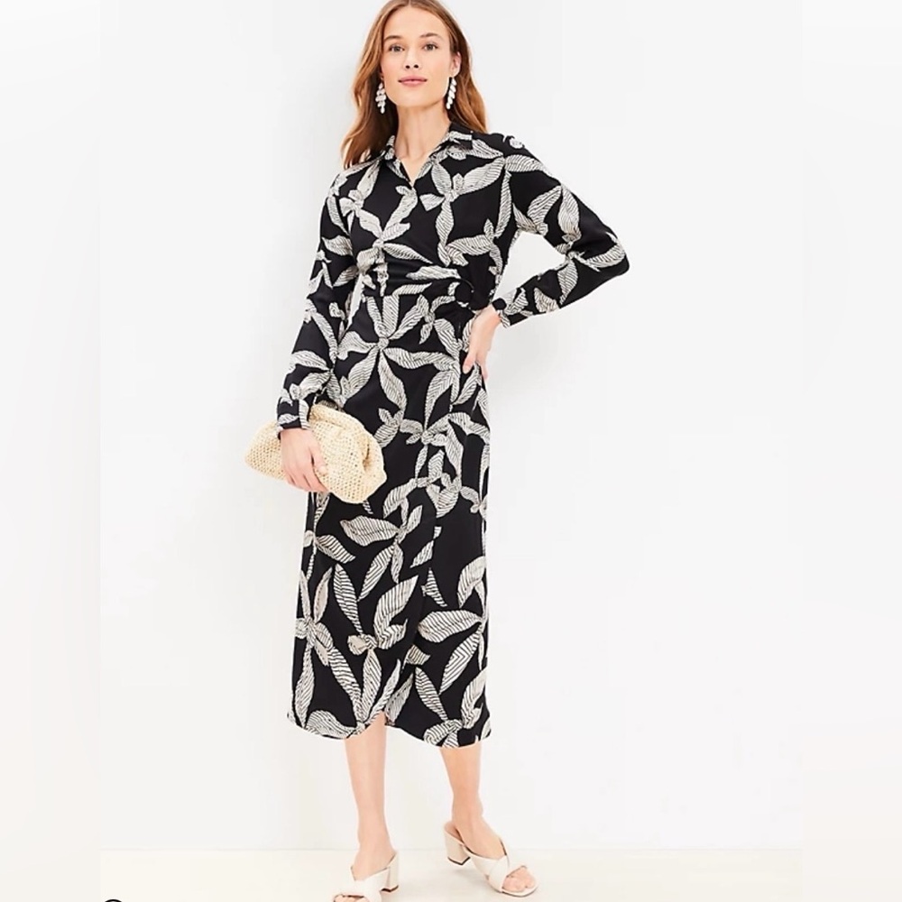 NWT LOFT Petite Ribbon Wrap Shirtdress Size 2P